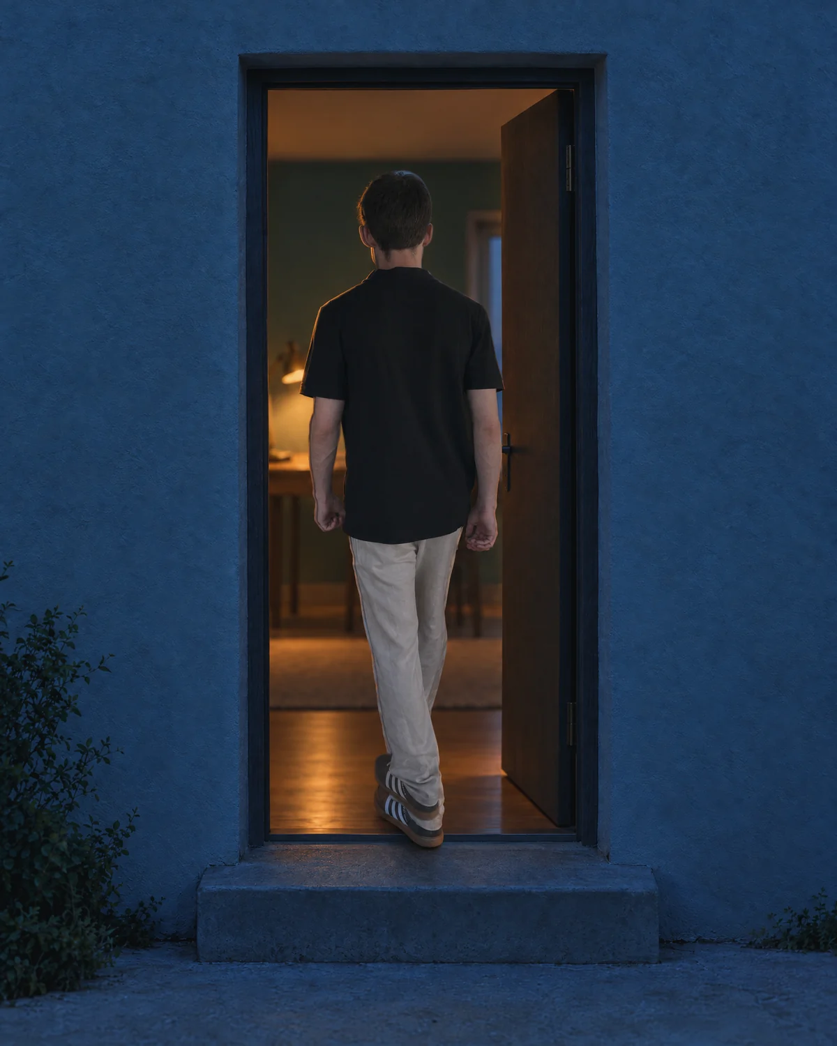 Beeri Tzori walking in through the door in the evening